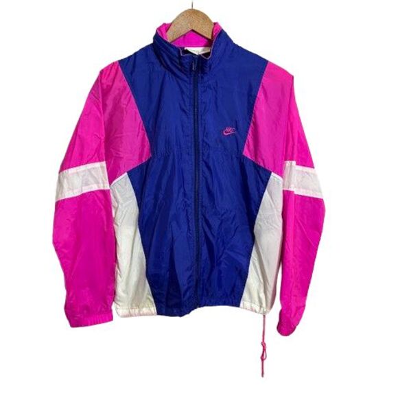 VTG 80s Nike Windbreaker Jacket S Silver Tag Color Block Full-Zip - Picture 1 of 10